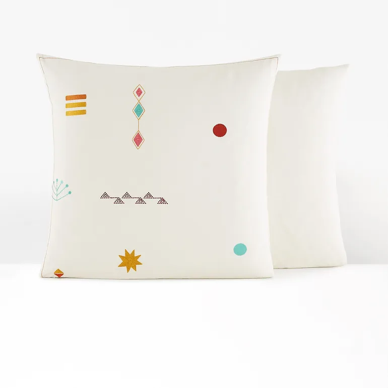 Imani Embroidered Vintage 100% Cotton Pillowcase - 1
