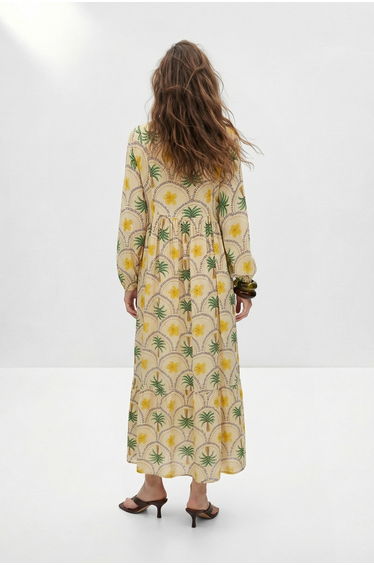 Yellow Unlined Tropical Woven Dress&Jumpsuit Chally Hijab Dress product thumbnail 3