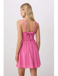 Fuchsia Plain Short / Mini Woven Dress - 3