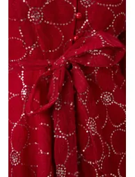 Charming Event Red Sequin Floral Embroidered Maxi Dress - 8