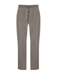 Men's Khaki Regular Fit 100% Modal Trousers with Elastic Waist - 4