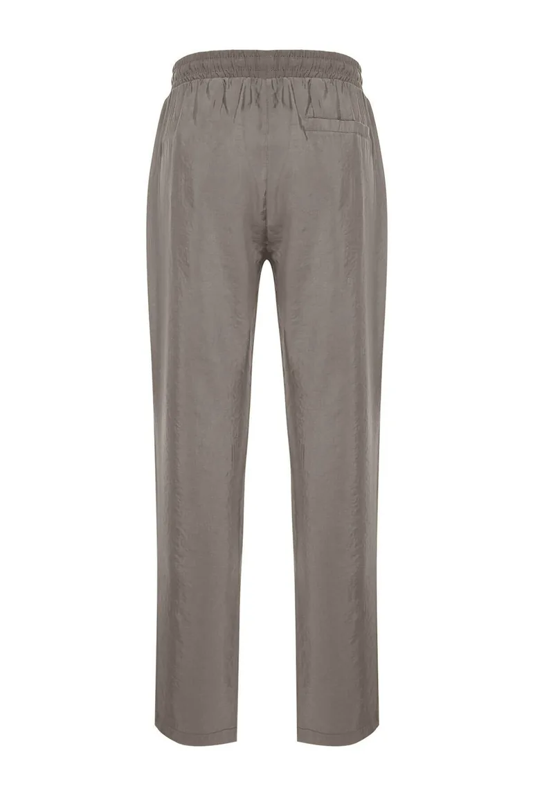 Men's Khaki Regular Fit 100% Modal Trousers with Elastic Waist - 5