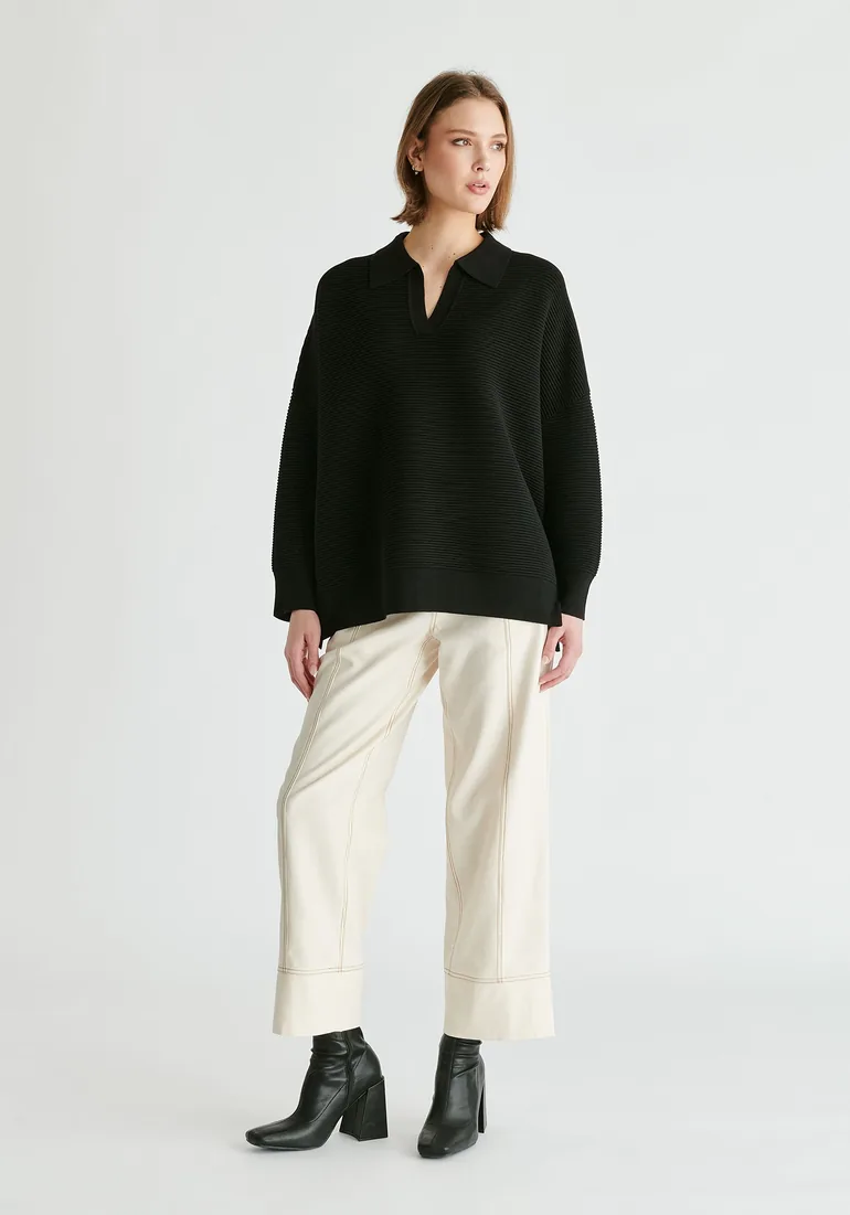 Polo Collar Ribbed Jumper