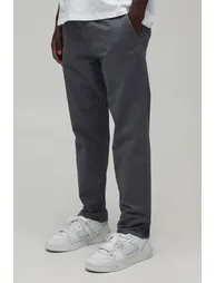Fixed Waist Slim Cropped Chino Trousers - light grey - 1
