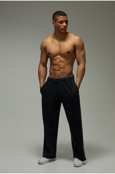 Training Dept Washed Pintuck Loopback Wide Leg Jogger - black