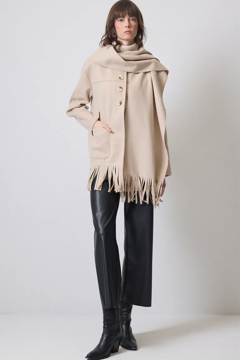 FLEECE JACKET WITH SHAWI COLLAR - 1