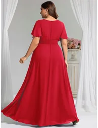 ever KIMORA|Maxi Chiffon Ruffles Sleeve Wedding Guest Dress - 6