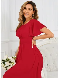 ever KIMORA|Maxi Chiffon Ruffles Sleeve Wedding Guest Dress - 4