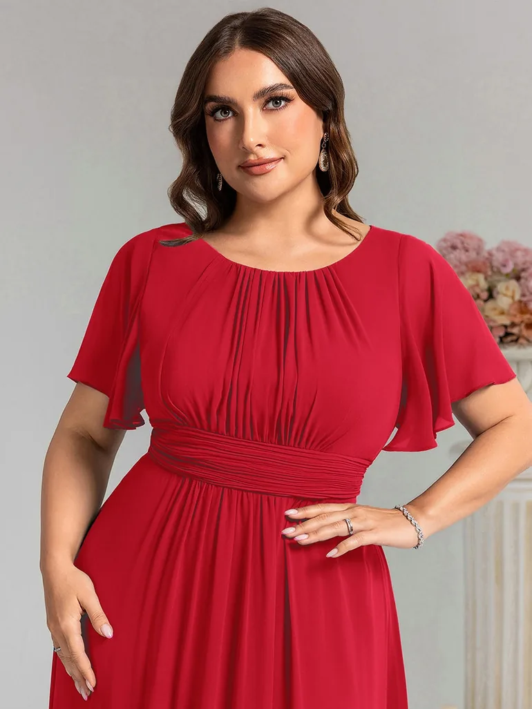 ever KIMORA|Maxi Chiffon Ruffles Sleeve Wedding Guest Dress - 9