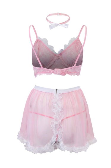 Pink Tulle Plain Capless Underwear Set product thumbnail 3