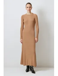 RIBBED HIGH NECK KNITWEAR DRESS