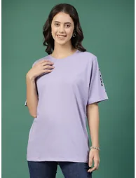 Women Light Purple Jersey Oversized T-Shirt - 4