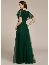 ever NAVEYA|Sparkly Sequin A-Line V-Neck Tulle Formal Evening Dress - 1