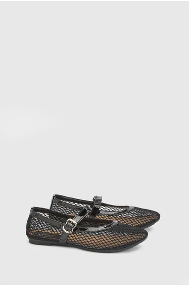 Faith: Kiki Netted Faux Patent Leather Ballet Flat