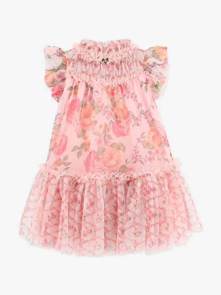 Angels Face Girls Marigold Mixed Bow Floral Dress in Pink