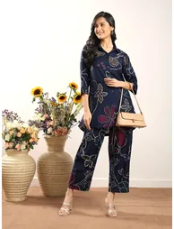 Blue Printed A-Line Co-ord Set