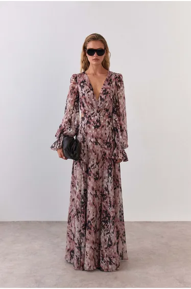 Premium Burnout Chiffon Animal Maxi Dress