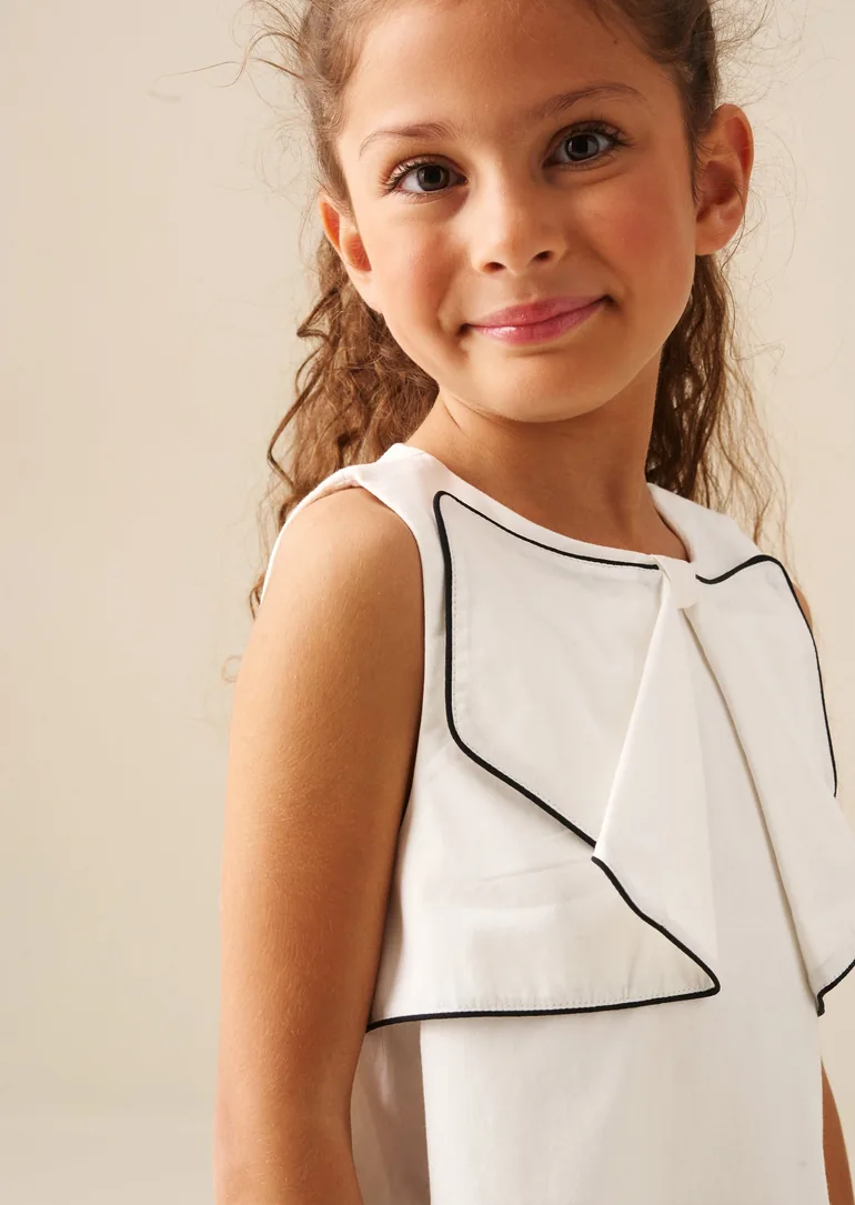 Lizzie Bow Detail Dress - White - 3