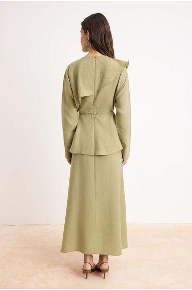 Green More Sustainable Belted Woven Dress&Jumpsuit Modal Fabric Hijab Dress product thumbnail 4