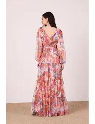 Munez Long Sleeve Maxi Dress in Mixed Floral - 3