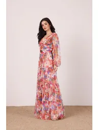 Munez Long Sleeve Maxi Dress in Mixed Floral - 6