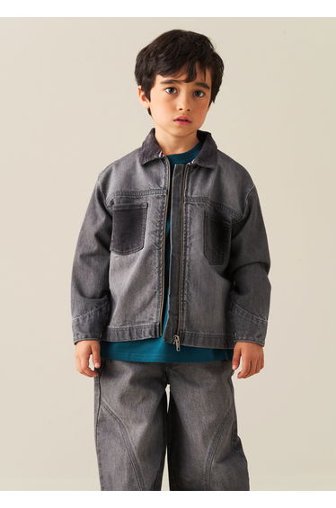 Malik Cord Detail Denim Jacket - Grey product thumbnail 3