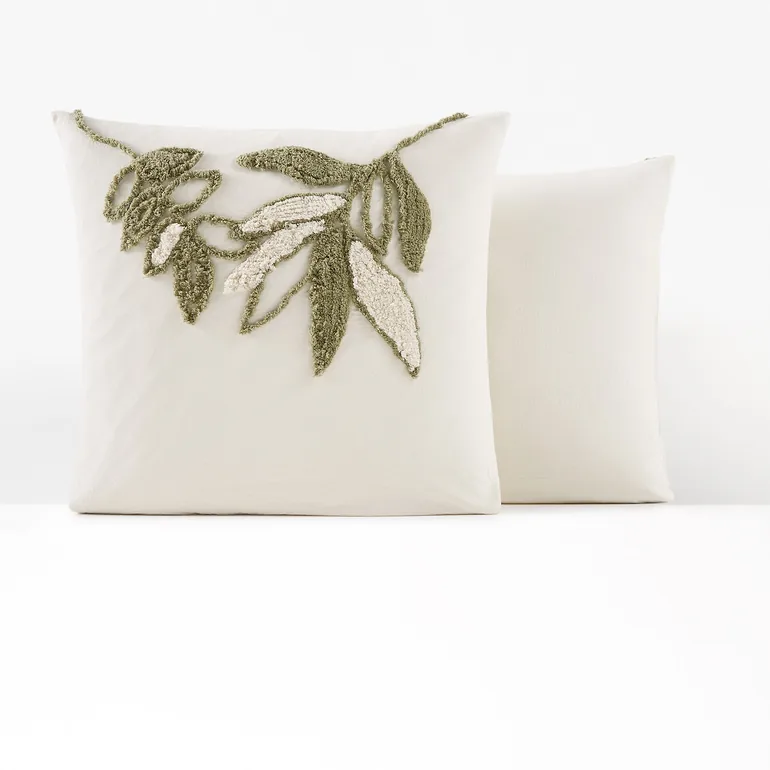 Piana Embroidered Foliage Cotton Pillowcase - 1