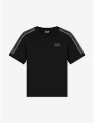 EA7 Emporio Armani Boys Train Logo Tape T-Shirt in Black