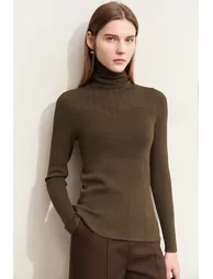 Textured Spliced High Neck Sweater - 1