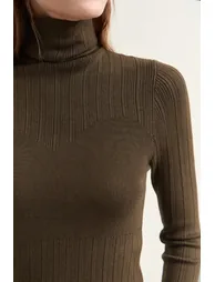 Textured Spliced High Neck Sweater - 4