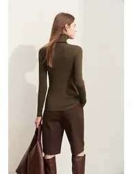 Textured Spliced High Neck Sweater - 3