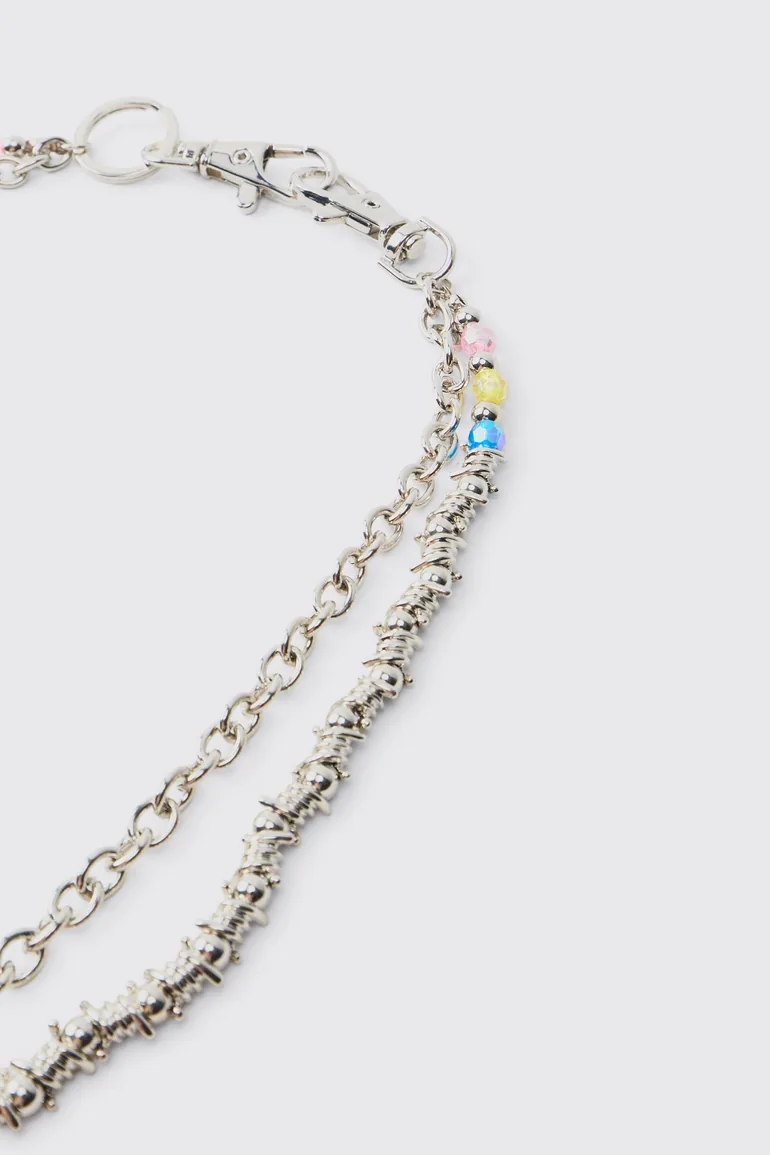 Beaded Jean Chain - silver - 2