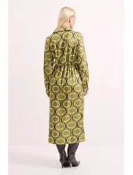 Printed Tie Waist Button Detail Shirt Dress - 2