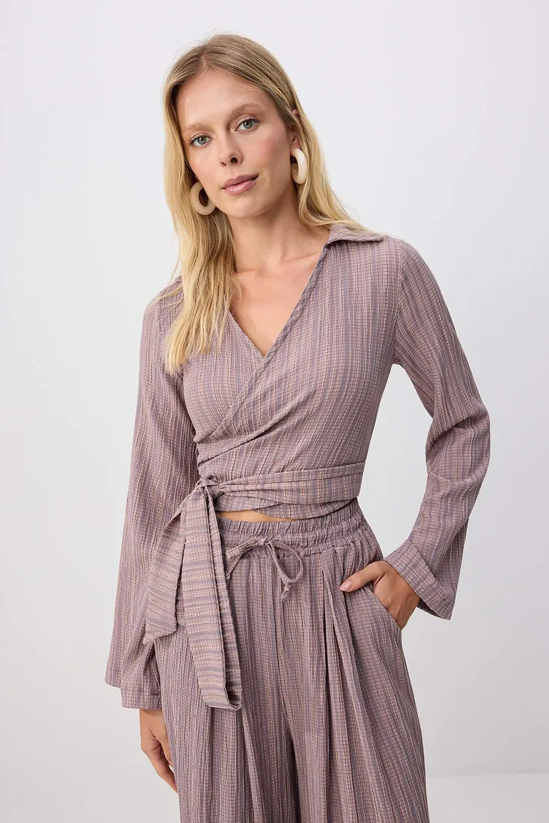 Gray Woven Bottom&Top Set - Top Set - 1