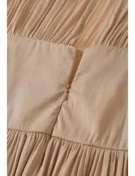 Tie-Neck Buttoned Back Sleeveless Maxi Dress in Nude - 7