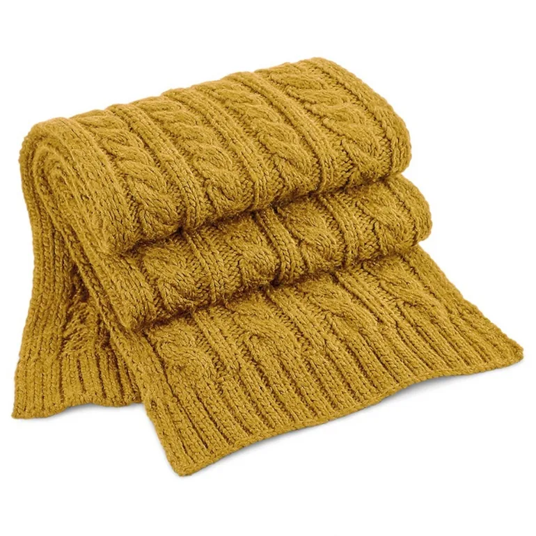 Beechfield Cable Knit Melange Scarf - Mustard - 1