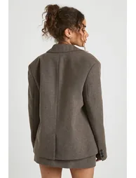 Belted Wool Look Tie Detail Blazer - 1