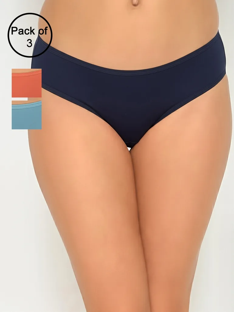 Pack of 3- Solid Bikini with Inner Elastic - Cotton