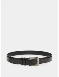 Black Faux Leather Square Buckle Belt - 1