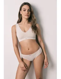 Beige seamless halterneck top
