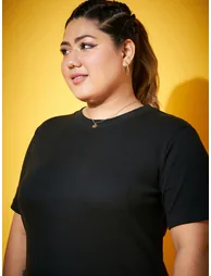 Plus Size Black Side Slit Midi Dress - 3