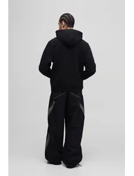 Elasticated Waist Piping Detail Parachute Pants - black - 1