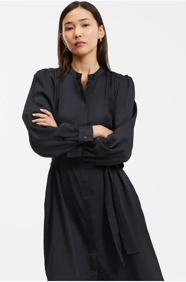 Les Signatures - Mandarin Collar Midi Dress