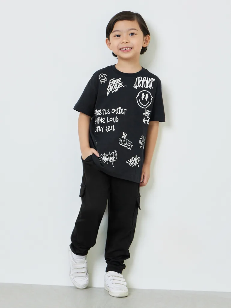 Boys Graffiti Print Oversized T-Shirt