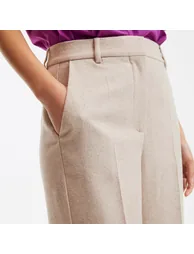 Loose Fit Trousers in Recycled Wool Blend with High Waist and Wide Leg - 2
