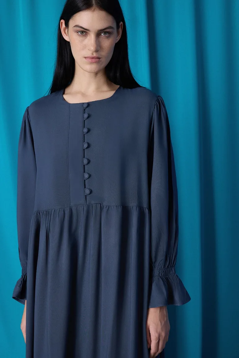 FRONT-BUTTONED VISCOSE DRESS - 2