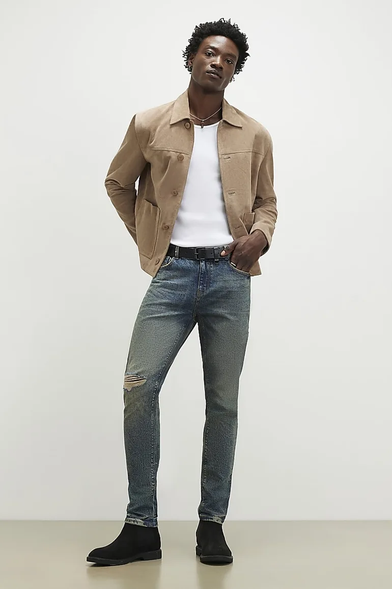 Blue Skinny Fit Ripped Jeans