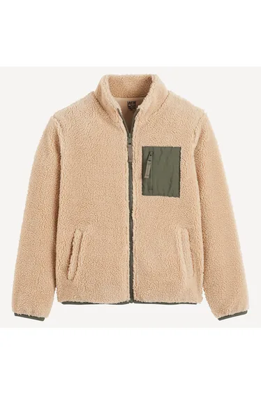 Sherpa Zip-Up Jacket with High Neck