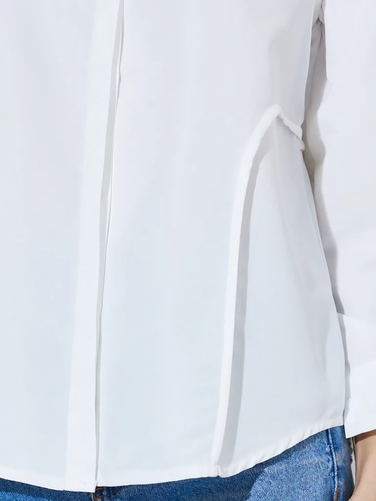 White Longline Shirt with Concealed Placket - 3