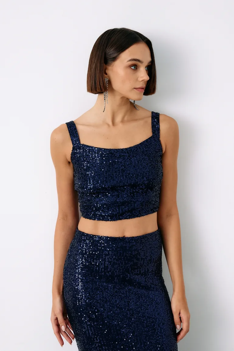 Sequined Crop Blouse - 1